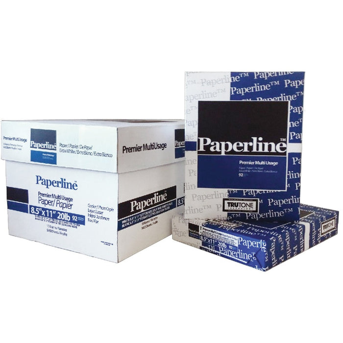 Paperline Office Paper - White - 92 Brightness - Letter - 8 1/2" (215.90 mm) x 11" (279.40 mm) - 20 lb (9071.85 g) Basis Weight - White - 500 Sheets/Pack - 5000 / Box