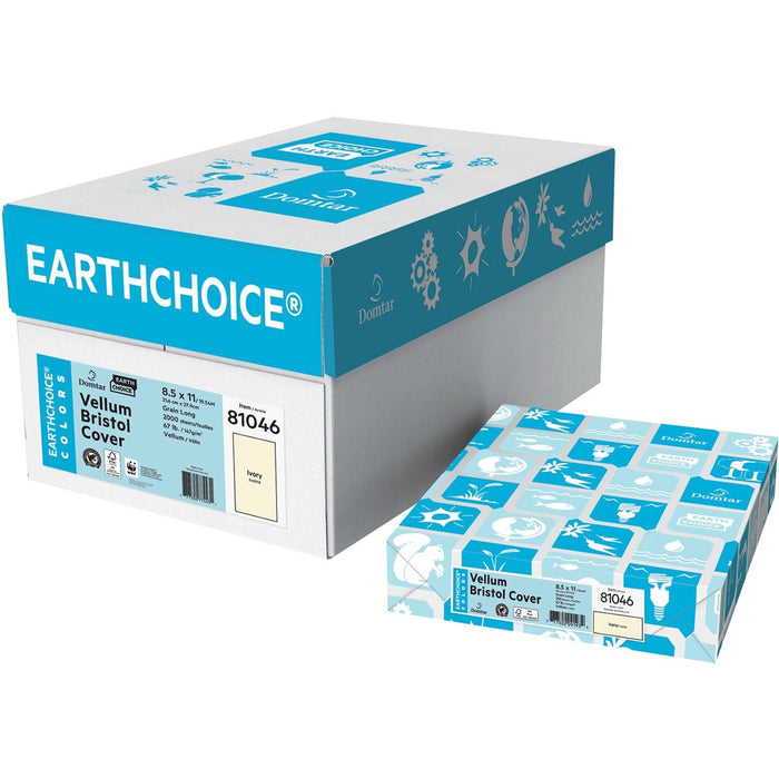 EarthChoice Colors Vellum Bristol Stock - Ivory - Letter - 8 1/2" (215.90 mm) x 11" (279.40 mm) - 67 lb (30390.69 g) Basis Weight - Vellum - Heavyweight - Ivory - 250 / Pack