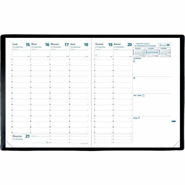 Quo Vadis President Weekly Planner Refill, 10-3/4" x 8-1/4" , French - Weekly - 13 Month - December 2025 to December 2026 - 8:00 AM to 9:00 PM - Half-hourly, 8:00 AM to 9:00 PM - 1 Week Double Page Layout - 8 1/4" (209.55 mm) x 10 3/4" (273.05 mm) Sheet S