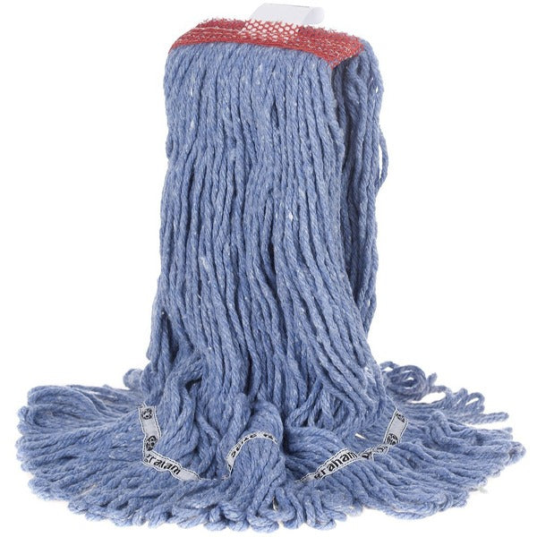 Atlas Graham TuffStuff Narrow Band Wet Mop - Blue - Medium - Cotton Head - Durable, Looped Ends, Tangle Resistant, Fray Resistant, Absorbent, Scrubber Strip - Blue - 1 Each