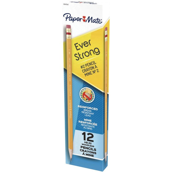 Paper Mate EverStrong Wood Pencil - #2, HB Lead - Wood Barrel - 12 / Box