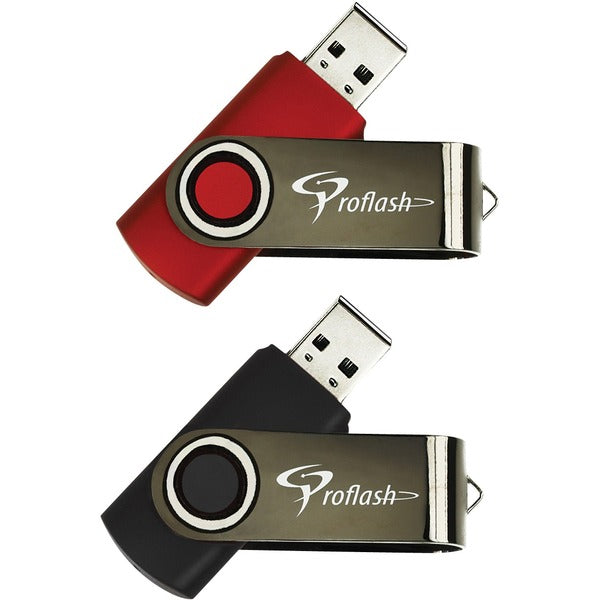 Proflash Classic Flash Drive - 32 GB - USB 2.0 - Black, Red - 2 / Pack