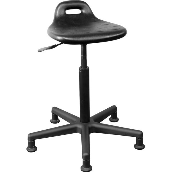 Horizon Shoptech Sitting Stool - Polyurethane Seat Material - Polyurethane Back Material - Low Back - 5-star Base - Black - 1 Each