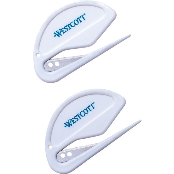 Westcott Mini "Zip" Style Letter Opener - 2 Pack - Concealed Blade - Handheld - Durable, Lightweight - 2 / Card