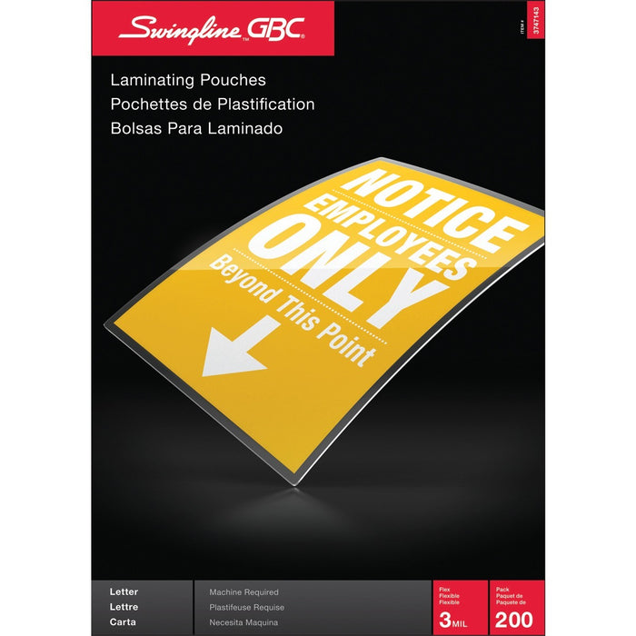 ACCO Clear Economy Thermal Laminating Pouches Letter Size, 9" x 11.5" , 3Mil, 200 Pack - Sheet Size Supported: Letter 8.50" (215.90 mm) Width x 11" (279.40 mm) Length - Laminating Pouch/Sheet Size: 9" (228.60 mm) Width x 11.50" (292.10 mm) Length x 3 mil
