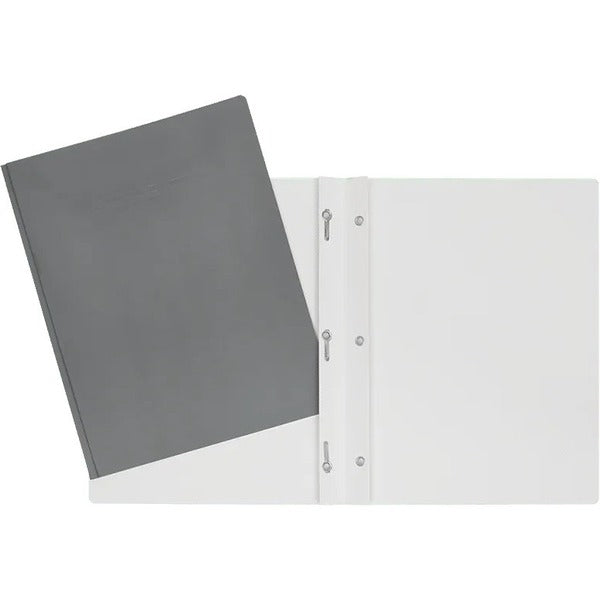 GEO Letter Report Cover - 8 1/2" (215.90 mm) x 11" (279.40 mm) - 100 Sheets Capacity - 3 x Prong Fastener - Cardboard - Gray - Laminated - 1 Each