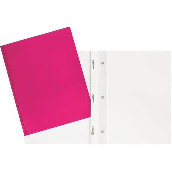 GEO Letter Report Cover - 8 1/2" (215.90 mm) x 11" (279.40 mm) - 100 Sheets Capacity - 3 x Prong Fastener - Cardboard - Pink - Laminated - 1 Each