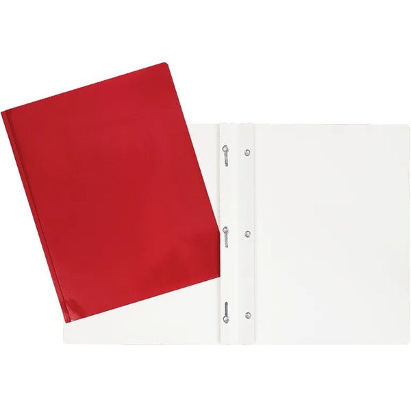 GEO Letter Report Cover - 8 1/2" (215.90 mm) x 11" (279.40 mm) - 100 Sheets Capacity - 3 x Prong Fastener - Cardboard - Red - Laminated - 1 Each