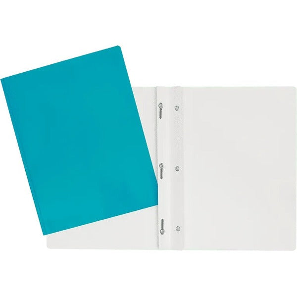 GEO Letter Report Cover - 8 1/2" (215.90 mm) x 11" (279.40 mm) - 100 Sheets Capacity - 3 x Prong Fastener - Cardboard - Turquoise - Laminated - 1 Each