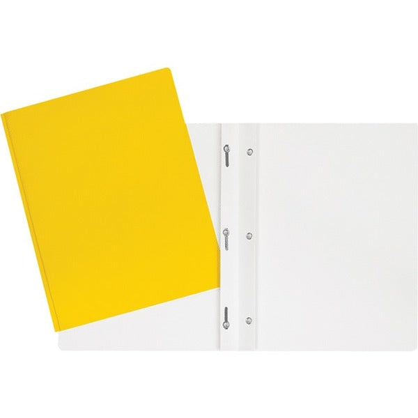 GEO Letter Report Cover - 8 1/2" (215.90 mm) x 11" (279.40 mm) - 100 Sheets Capacity - 3 x Prong Fastener - Cardboard - Yellow - Laminated - 1 Each