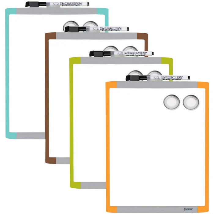 Quartet&reg; Magnetic Dry Erase Whiteboard - 11" (27.94 cm) Width x 8.5" (21.59 cm) Height - White Surface - Assorted Plastic Frame - Rectangle - Magnetic - 1 Each