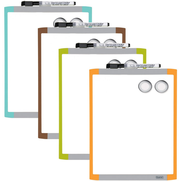 Quartet Dry Erase Whiteboard - 14" (35.56 cm) Width x 11" (27.94 cm) Height - White Surface - Assorted Plastic Frame - Rectangle - Magnetic - 1 Each