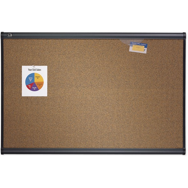Quartet Prestige Coloured Cork Bulletin Board, Graphite Finish Frame, 3' x 2' - 36" (914.40 mm) Board Height x 24" (609.60 mm) Board Width - Light Cherry Cork Surface - Self-healing, Mounting System, Easy Installation, Durable, Tackable, Crumble Resistanc