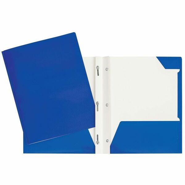 GEO Letter Report Cover - 8 1/2" (215.90 mm) x 11" (279.40 mm) - 80 Sheets Capacity - 3 x Prong Fastener - 2 Internal Pocket - Cardboard - Dark Blue - Laminated, Tab - 1 Each