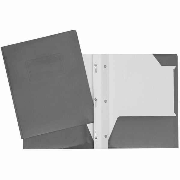 GEO Letter Portfolio - 8 1/2" (215.90 mm) x 11" (279.40 mm) - 80 Sheets Capacity - 3 x Prong Fastener - 2 Internal Pocket - Cardboard - Gray - Laminated, Tab - 1 Each