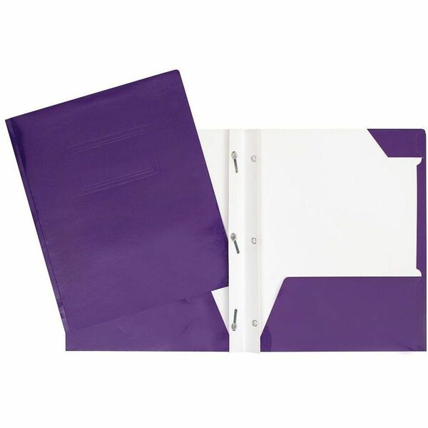 GEO Letter Portfolio - 8 1/2" (215.90 mm) x 11" (279.40 mm) - 80 Sheet Capacity - 3 x Prong Fastener(s) - 2 Internal Pocket(s) - Cardboard - Purple - 1 Each