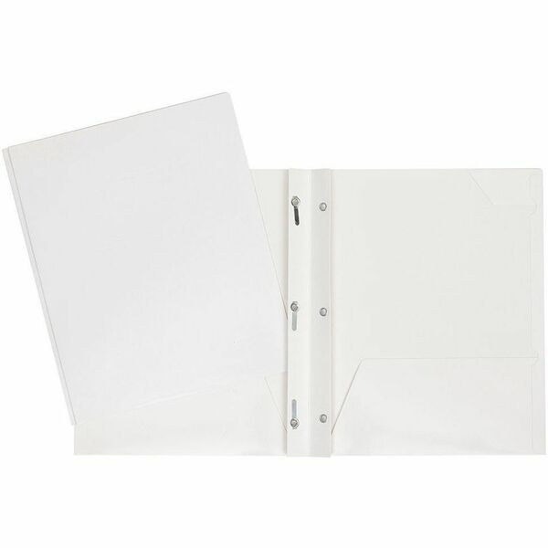 GEO Letter Portfolio - 8 1/2" (215.90 mm) x 11" (279.40 mm) - 80 Sheets Capacity - 3 x Prong Fastener - 2 Internal Pocket - Cardboard - White - Laminated, Tab - 1 Each