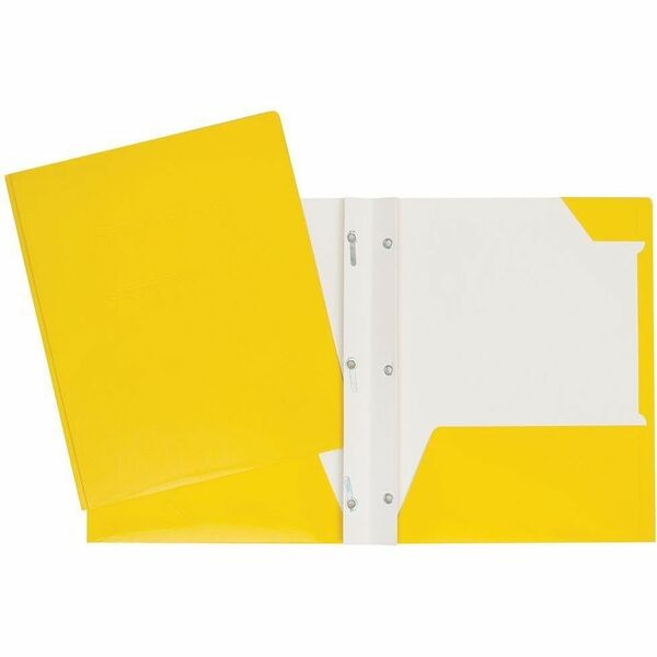 GEO Letter Portfolio - 8 1/2" (215.90 mm) x 11" (279.40 mm) - 80 Sheet Capacity - 3 x Prong Fastener(s) - 2 Internal Pocket(s) - Cardboard - Yellow - 1 Each