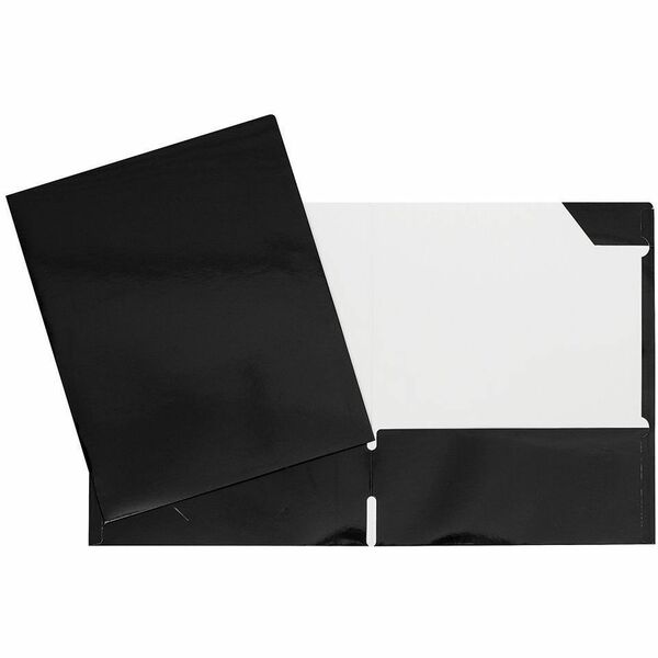 GEO Letter Portfolio - 8 1/2" (215.90 mm) x 11" (279.40 mm) - 80 Sheets Capacity - 2 Internal Pocket - Cardboard - Black - Business Card Holder, Laminated, Tab - 1 Each