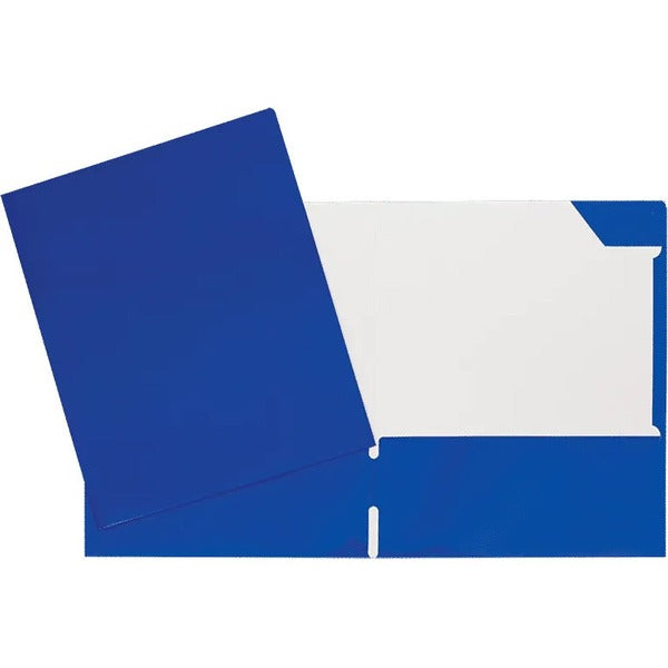 GEO Letter Portfolio - 8 1/2" (215.90 mm) x 11" (279.40 mm) - 80 Sheets Capacity - 2 Internal Pocket - Cardboard - Dark Blue - Business Card Holder, Laminated, Tab - 1 Each