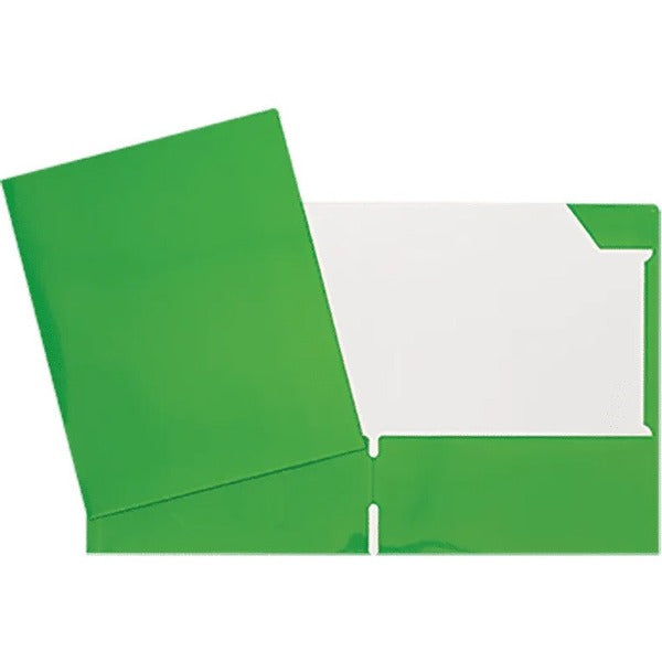 GEO Letter Portfolio - 8 1/2" (215.90 mm) x 11" (279.40 mm) - 80 Sheets Capacity - 2 Internal Pocket - Cardboard - Green - Business Card Holder, Laminated, Tab - 1 Each