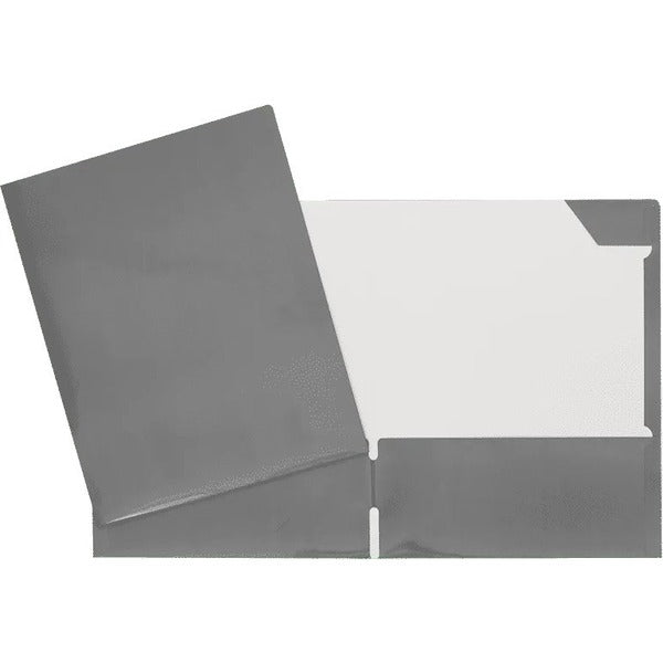 GEO Letter Portfolio - 8 1/2" (215.90 mm) x 11" (279.40 mm) - 80 Sheets Capacity - 2 Internal Pocket - Cardboard - Gray - Business Card Holder, Laminated, Tab - 1 Each