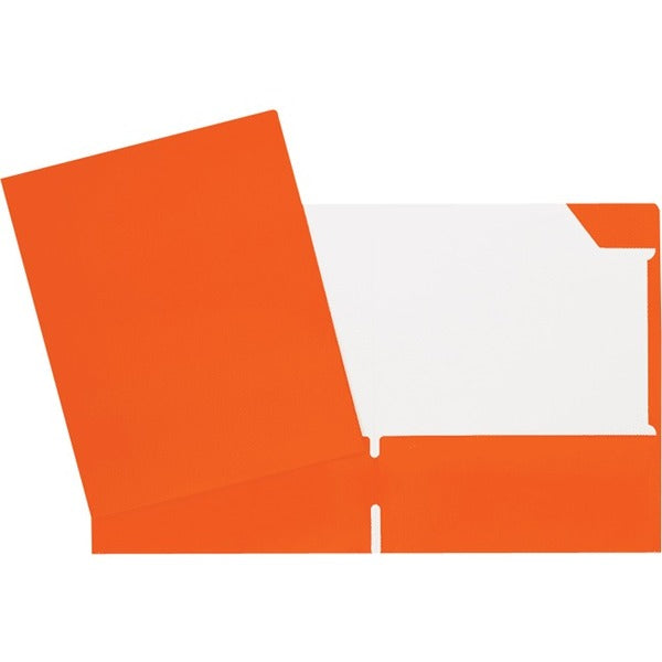 GEO Letter Portfolio - 8 1/2" (215.90 mm) x 11" (279.40 mm) - 80 Sheets Capacity - 2 Internal Pocket - Cardboard - Orange - Business Card Holder, Laminated, Tab - 1 Each