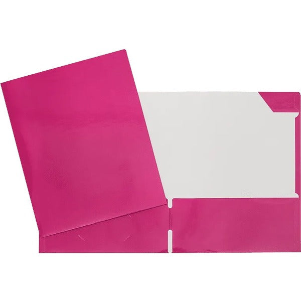 GEO Letter Portfolio - 8 1/2" (215.90 mm) x 11" (279.40 mm) - 80 Sheets Capacity - 2 Internal Pocket - Cardboard - Pink - Business Card Holder, Laminated, Tab - 1 Each