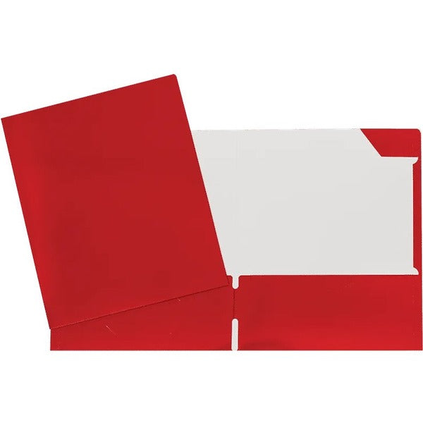 GEO Letter Portfolio - 8 1/2" (215.90 mm) x 11" (279.40 mm) - 80 Sheets Capacity - 2 Internal Pocket - Cardboard - Red - Business Card Holder, Laminated, Tab - 1 Each
