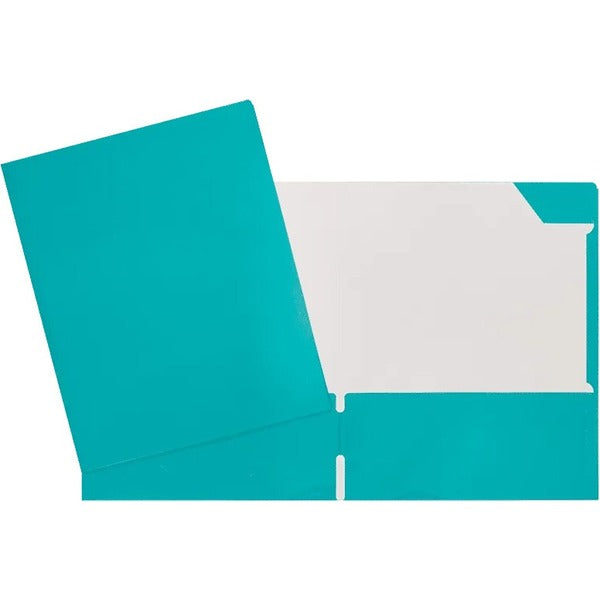 GEO Letter Portfolio - 8 1/2" (215.90 mm) x 11" (279.40 mm) - 80 Sheets Capacity - 2 Internal Pocket - Cardboard - Turquoise - Business Card Holder, Laminated, Tab - 1 Each