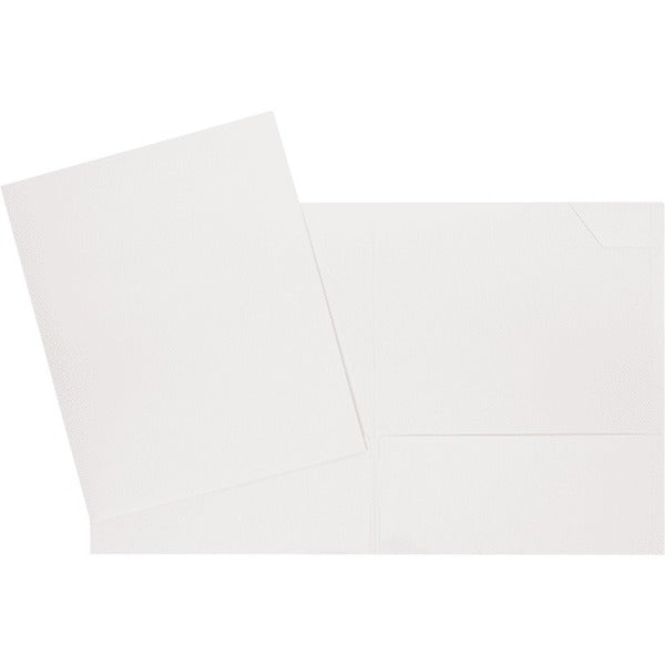 GEO Letter Portfolio - 8 1/2" (215.90 mm) x 11" (279.40 mm) - 80 Sheets Capacity - 2 Internal Pocket - Cardboard - White - Business Card Holder, Laminated, Tab - 1 Each