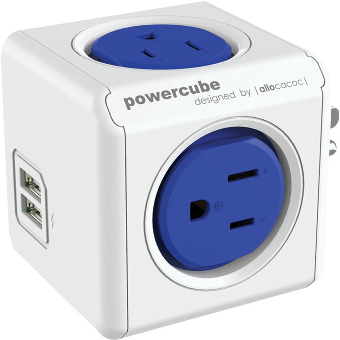 Allocacoc PowerCube Original Power Bar - Blue - 4 x AC Power, 2 x USB
