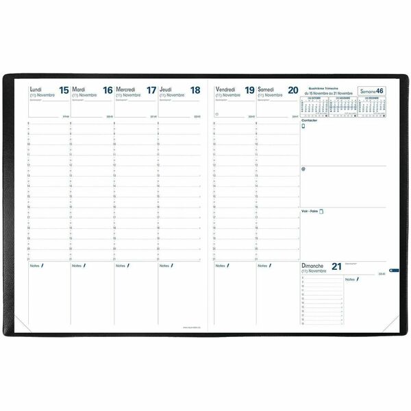 Quo Vadis Trinote Weekly Planner Refill, 8-1/2" x 7-1/4" , French - Julian Dates - Weekly - 13 Month - December 2025 to December 2026 - 8:00 AM to 9:00 PM - Half-hourly - 1 Week Double Page Layout - 7 1/4" (184.15 mm) x 9 1/2" (241.30 mm) Sheet Size - Sti