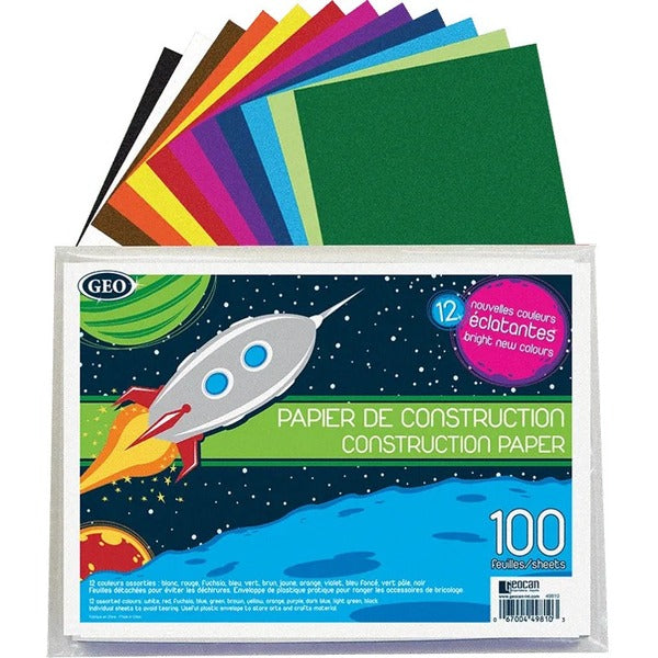 GEO Construction Paper Envelope, 100 Sheets - Construction - 9" (228.60 mm) Width x 12" (304.80 mm) Length - Assorted - 100 / Pack