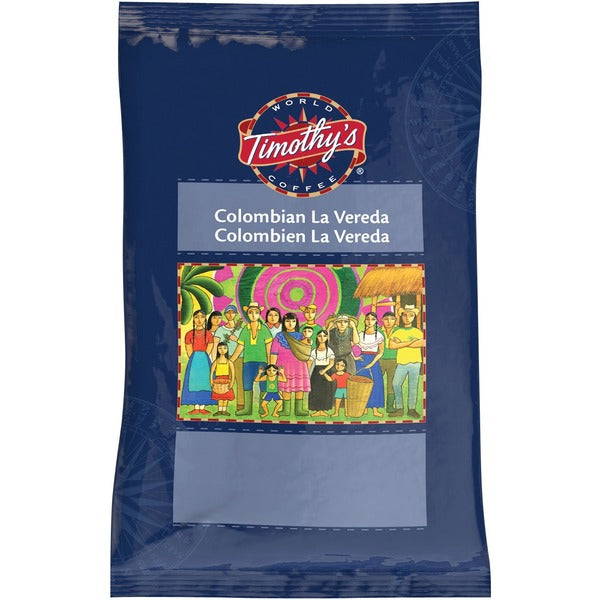 Timothy's Columbia La Verada Coffee - Medium - 2.5 oz (70 g) Per Pouch - Colombian La Vereda - 24 / Box