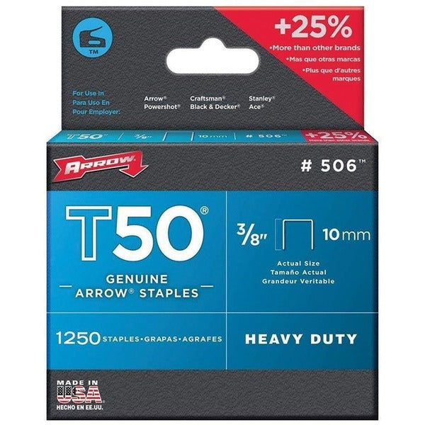 Arrow Staples - 25/64" (10 mm) Leg - 3/8" (9.52 mm) Crown - 1 / Box