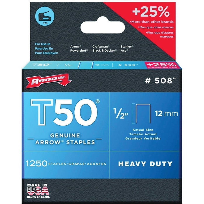 Arrow Staples - 15/32" (12 mm) Leg - 1/2" (12.70 mm) Crown - 1 / Box