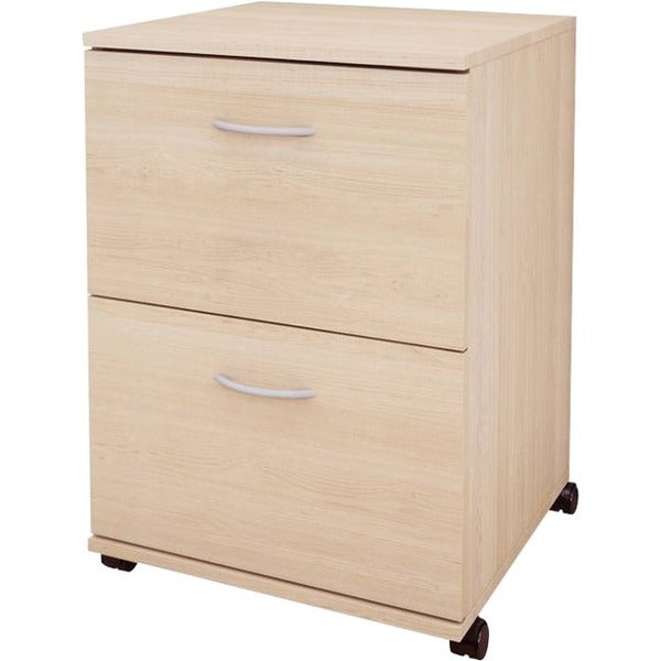 Nexera Essentials Mobile Filing Cabinet, 2-Drawer, Natural Maple - 2 x File Drawer(s) - Material: Medium Density Fiberboard (MDF), Particleboard - Finish: Natural Maple