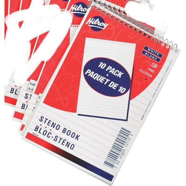 Hilroy Steno Pad - 120 Pages - Ruled Margin - 9" (228.60 mm) Height x 6" (152.40 mm) Width - White Paper - 1 Each