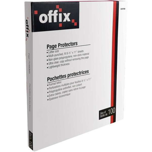 Offix Sheet Protector - For Letter 8 1/2" (215.90 mm) x 11" (279.40 mm) Sheet - Polypropylene - 100 / Box