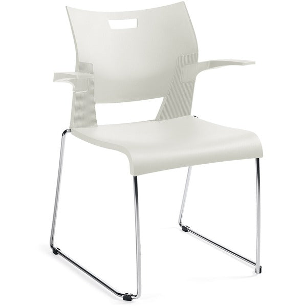 Offices To Go Duet Chair - Polypropylene Seat Material - Polypropylene Back Material - Steel Frame Material - Ivory - Armrest - 1 Each