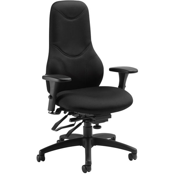 Global Tritek Ergo Select Extended High Back Multi-Tilter,Standard Seat - Black Seat - Black Foam Back - Black Frame - High Back - 5-star Base - Armrest - 1 Each