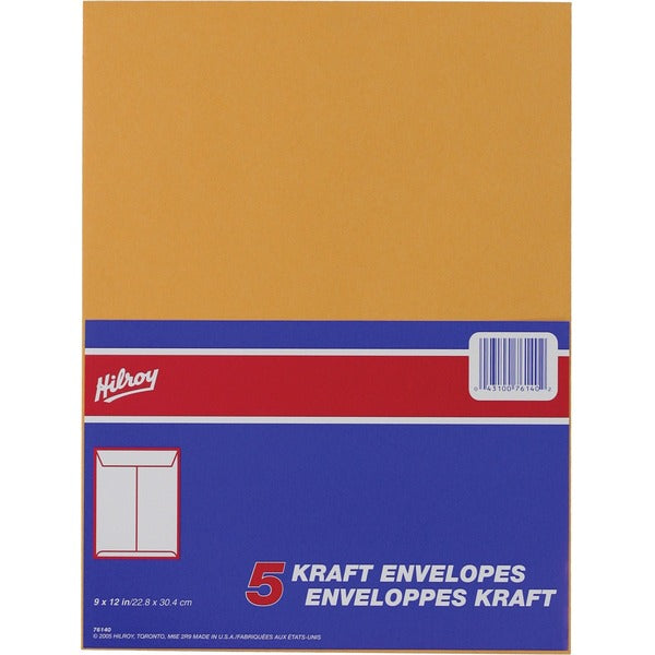 Hilroy Kraft Envelope - #7 - 12" (304.80 mm) Width x 9" (228.60 mm) Length - 24 lb (10886.22 g) - Kraft - 1 / Pack