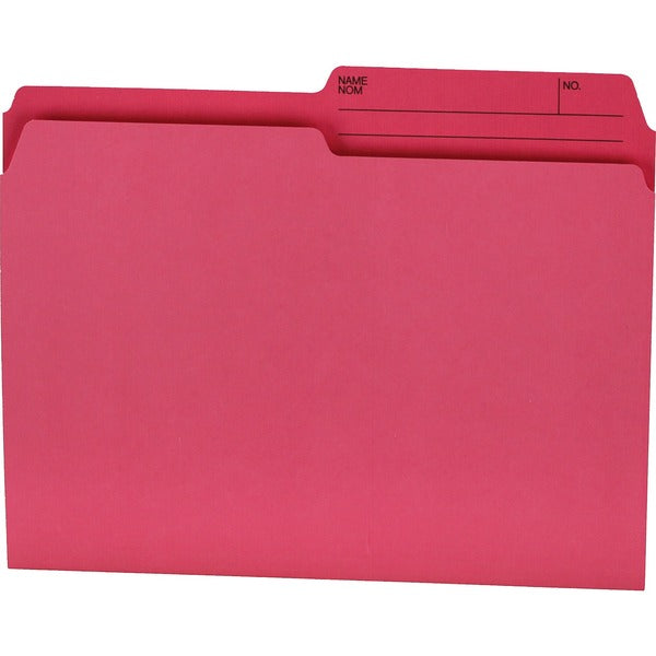 Offix 1/2 Tab Cut Letter Top Tab File Folder - 8 1/2" (215.90 mm) x 11" (279.40 mm) - 10.5 pt. (3.70 mm) - Pink - 100 / Box