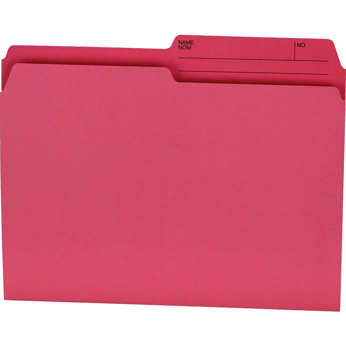 Offix 1/2 Tab Cut Letter Top Tab File Folder - 8 1/2" (215.90 mm) x 11" (279.40 mm) - 10.5 pt. (3.70 mm) - Pink - 100 / Box
