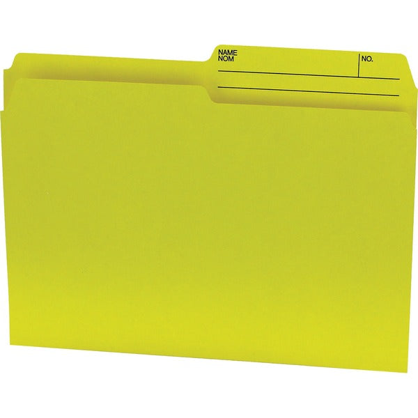 Offix 1/2 Tab Cut Letter Top Tab File Folder - 8 1/2" (215.90 mm) x 11" (279.40 mm) - 10.5 pt. (3.70 mm) - Yellow - 100 / Box