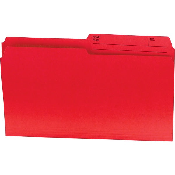 Offix 1/2 Tab Cut Legal Top Tab File Folder - 8 1/2" (215.90 mm) x 14" (355.60 mm) - 10.5 pt. (3.70 mm) - Red - 100 / Box