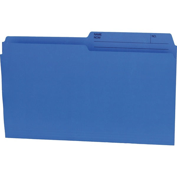 Offix 1/2 Tab Cut Legal Top Tab File Folder - 8 1/2" x 14" - Blue - 100 / Box