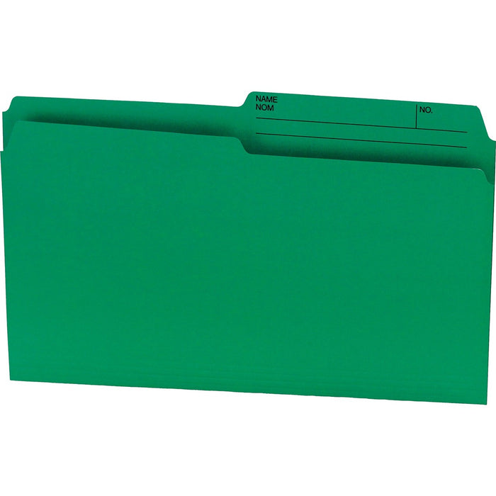 Offix 1/2 Tab Cut Legal Top Tab File Folder - 8 1/2" (215.90 mm) x 14" (355.60 mm) - 10.5 pt. (3.70 mm) - Green - 100 / Box