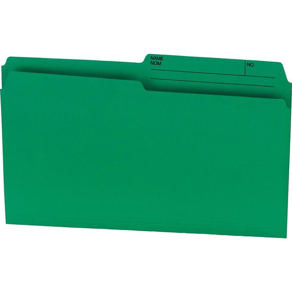 Offix 1/2 Tab Cut Legal Top Tab File Folder - 8 1/2" (215.90 mm) x 14" (355.60 mm) - 10.5 pt. (3.70 mm) - Green - 100 / Box
